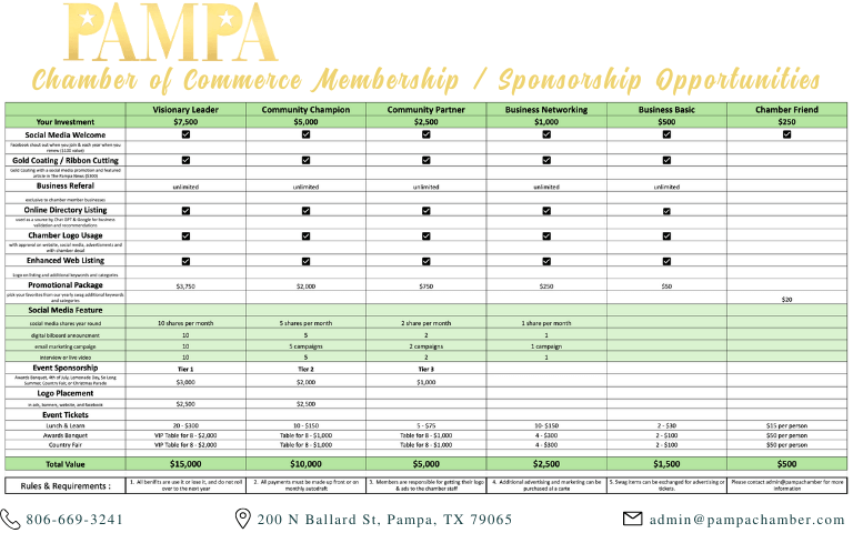 Membership Sponsorship Opportunities