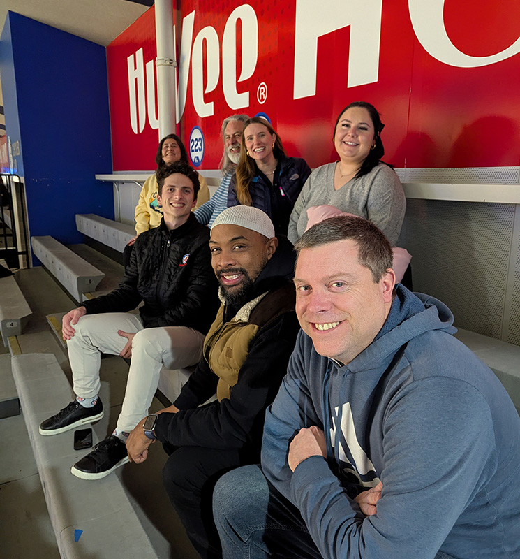 Board Members on bleachers