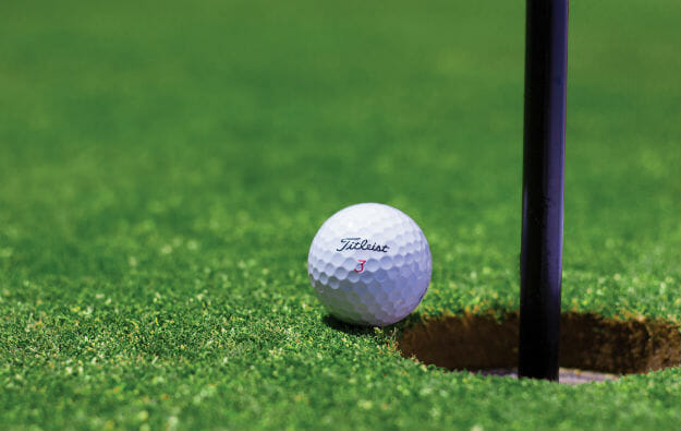 golf ball at the pin