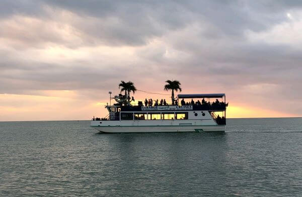 A sunset photo of LeBarge Tropical Cruise Ship.