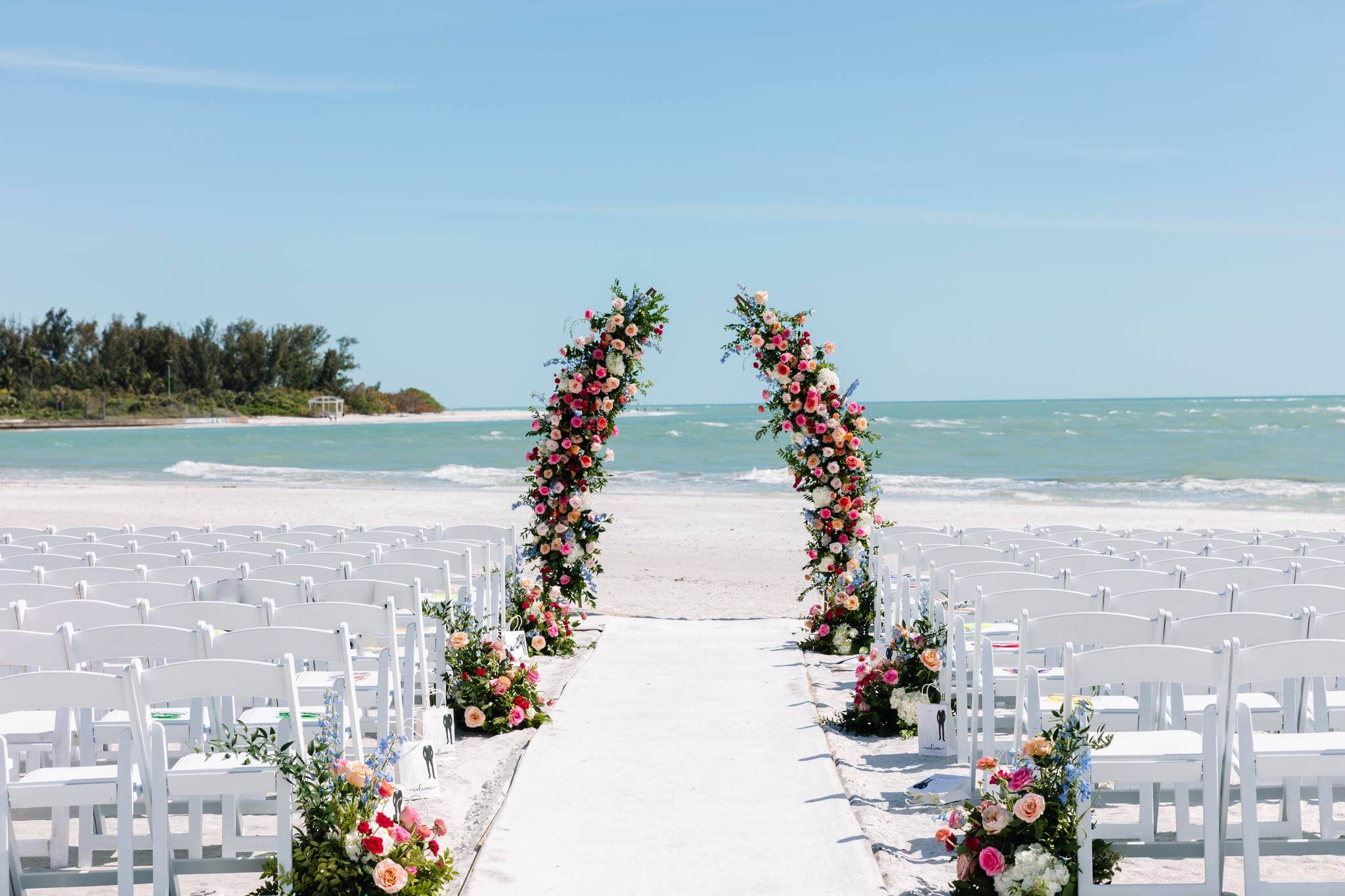 Photo of a wedding ceremony setup on Longboat Key beach.