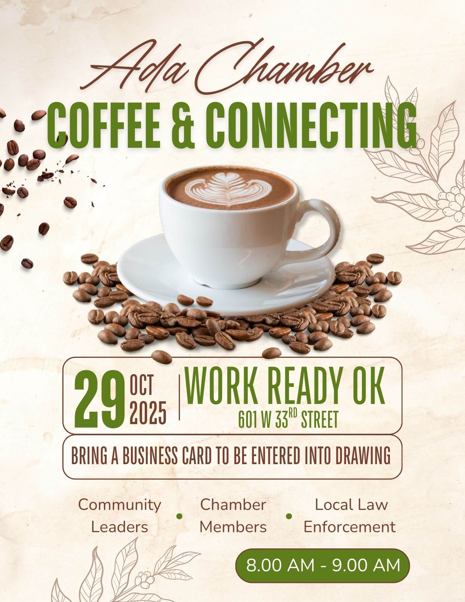 Green and Brown Vintage Grand Opening Coffee Shop Flyer (3)