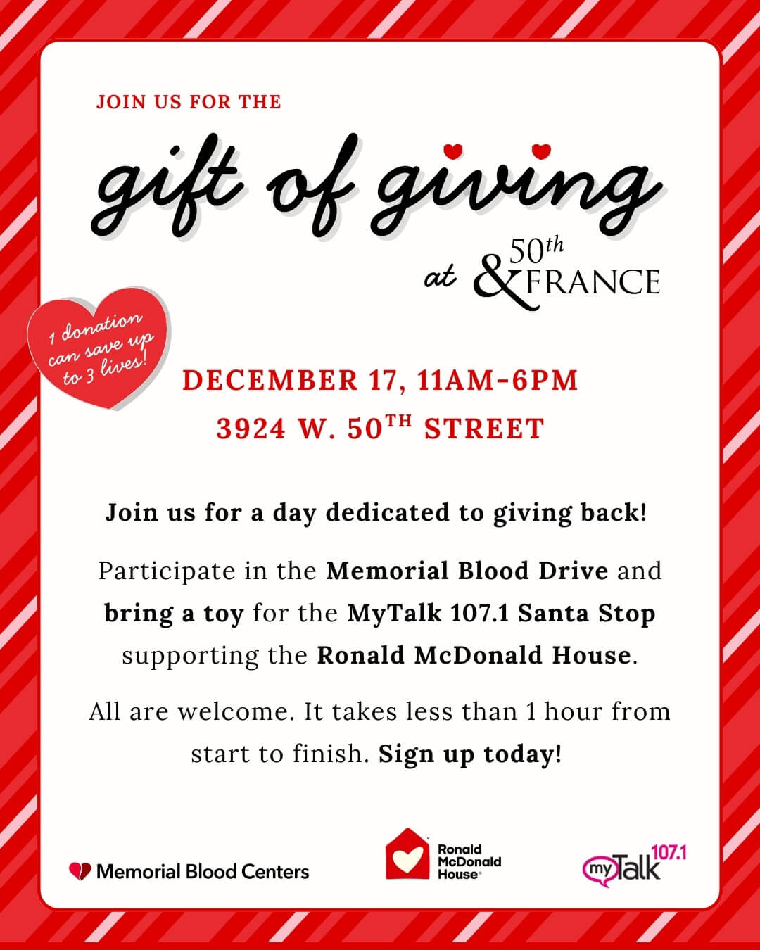 Gift of giving at 50th and France