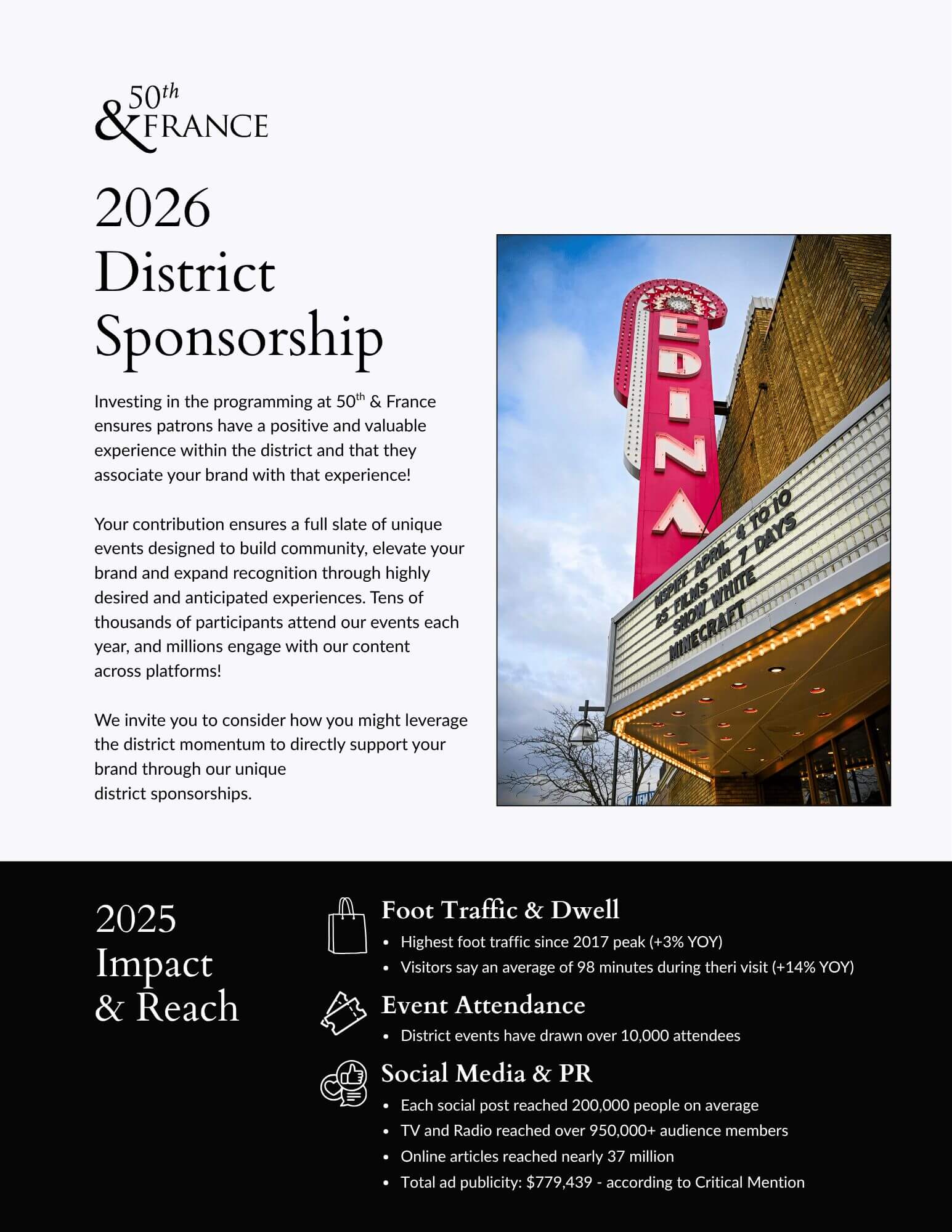 District sponsorship benefits