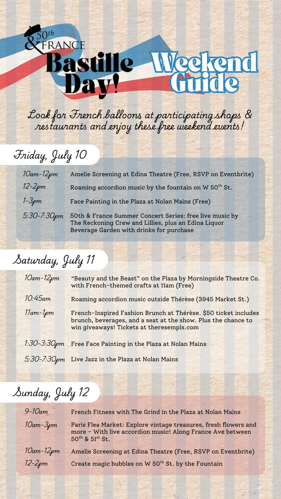 Bastille Day Schedule of Events