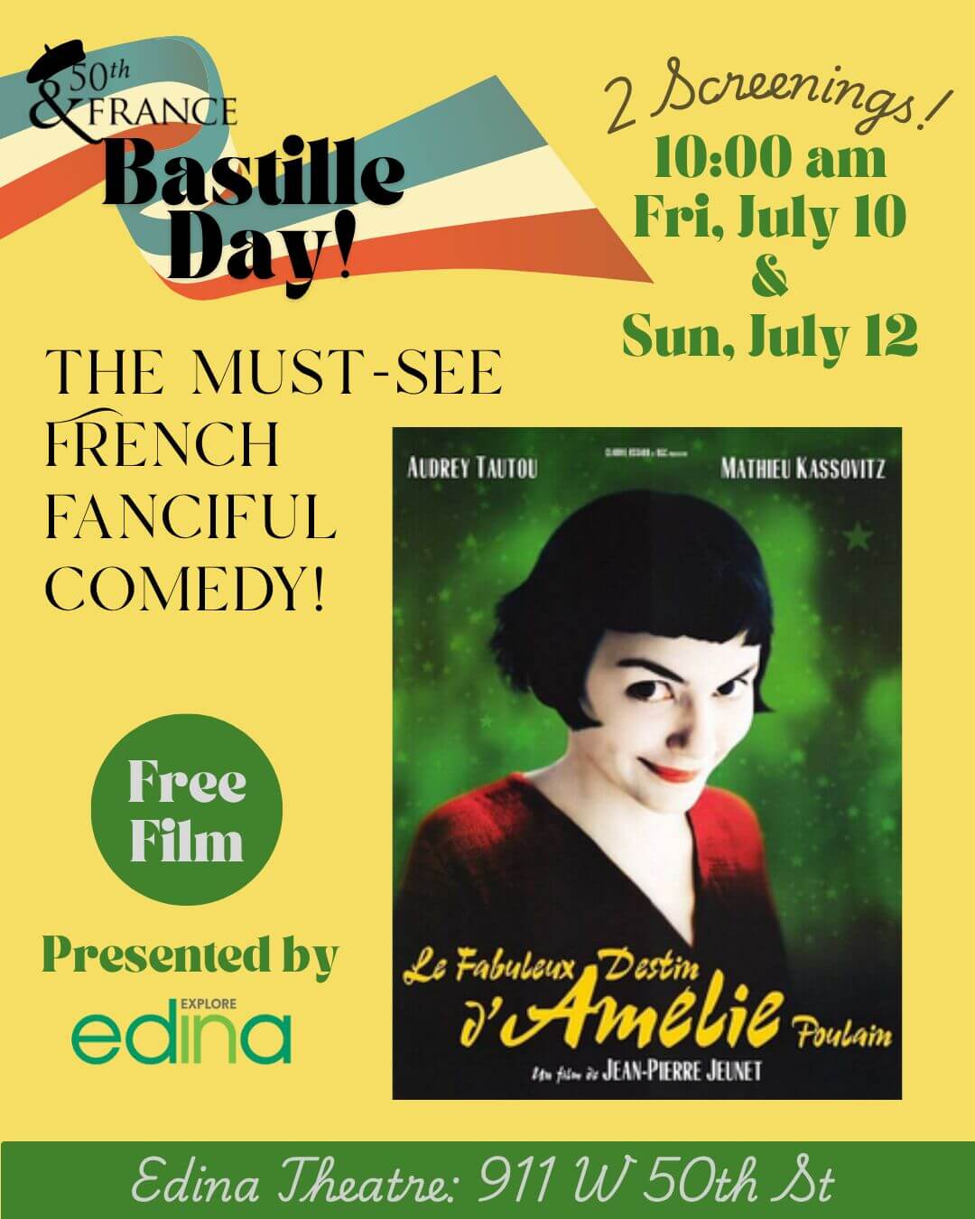 amelie movie free Amelie movie screening at the Edina Theatre