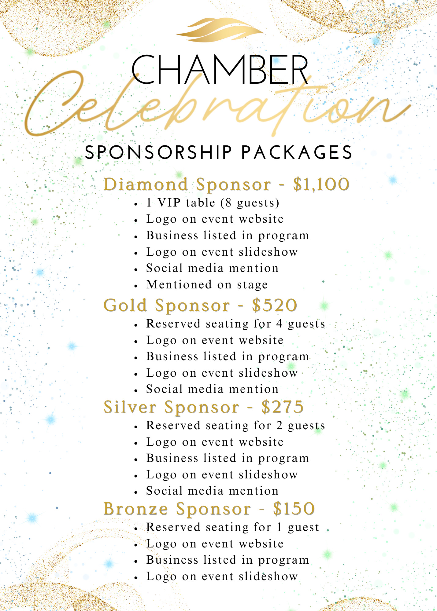 Chamber Celebration Sponsorship Packages1 Chamber Celebration Sponsorship Packages1