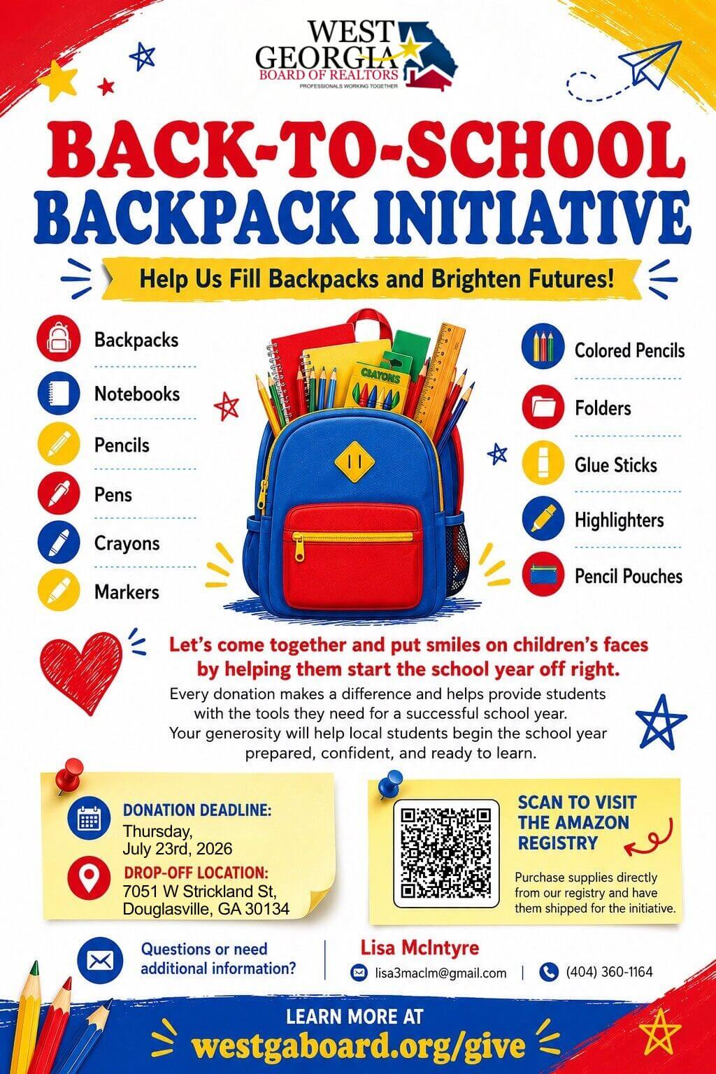 WGBOR Backpack Drive Flyer