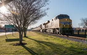 image of moving train on tracks with trees and grass