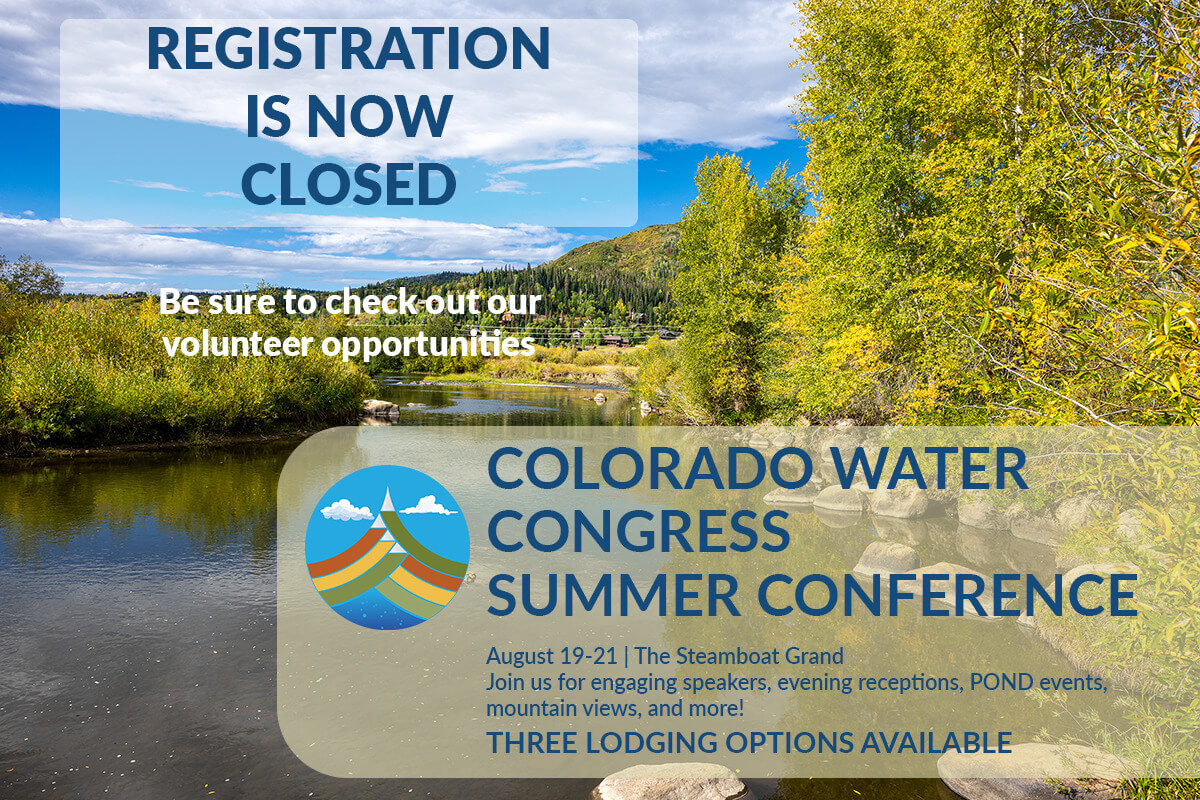 HotelREG closed 080125 CWC Summer Conference registration closed details on picture of water and trees with blue sky