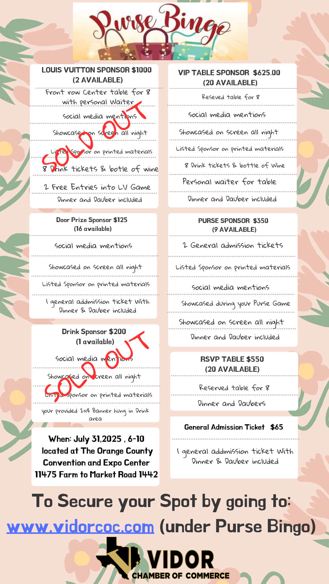 Bingo Sponsorship flyer