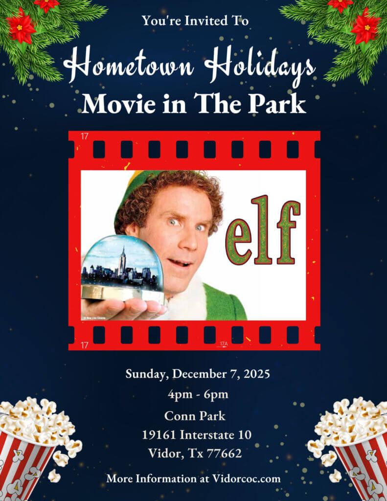 Blue Illustrated Christmas Movie Night Flyer