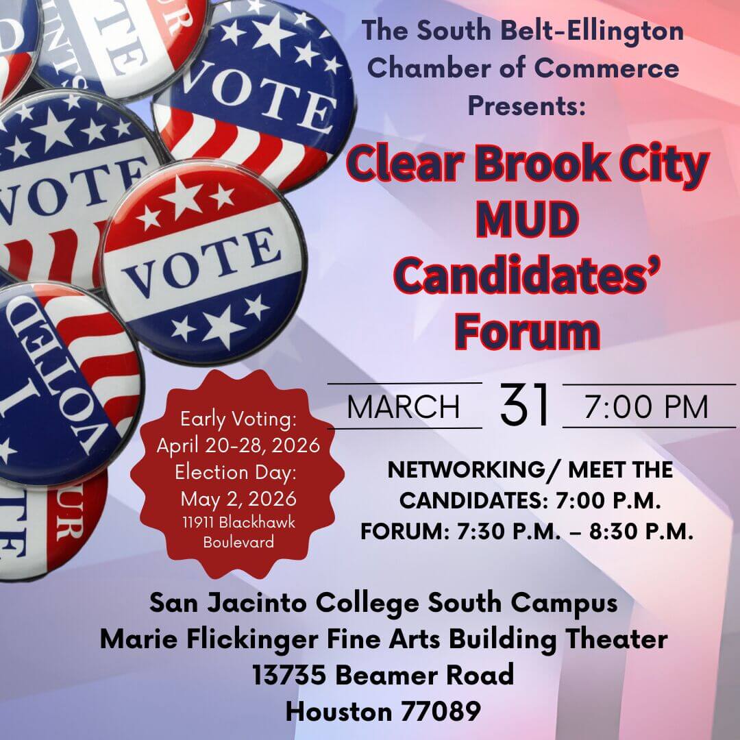SBE Chamber of Commerce Clear Brook City MUD Candidates Forum Flyer