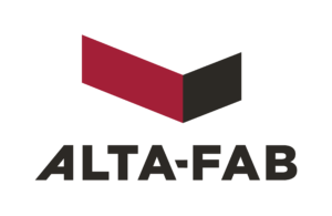 red and black logo with text ALTA-FAB