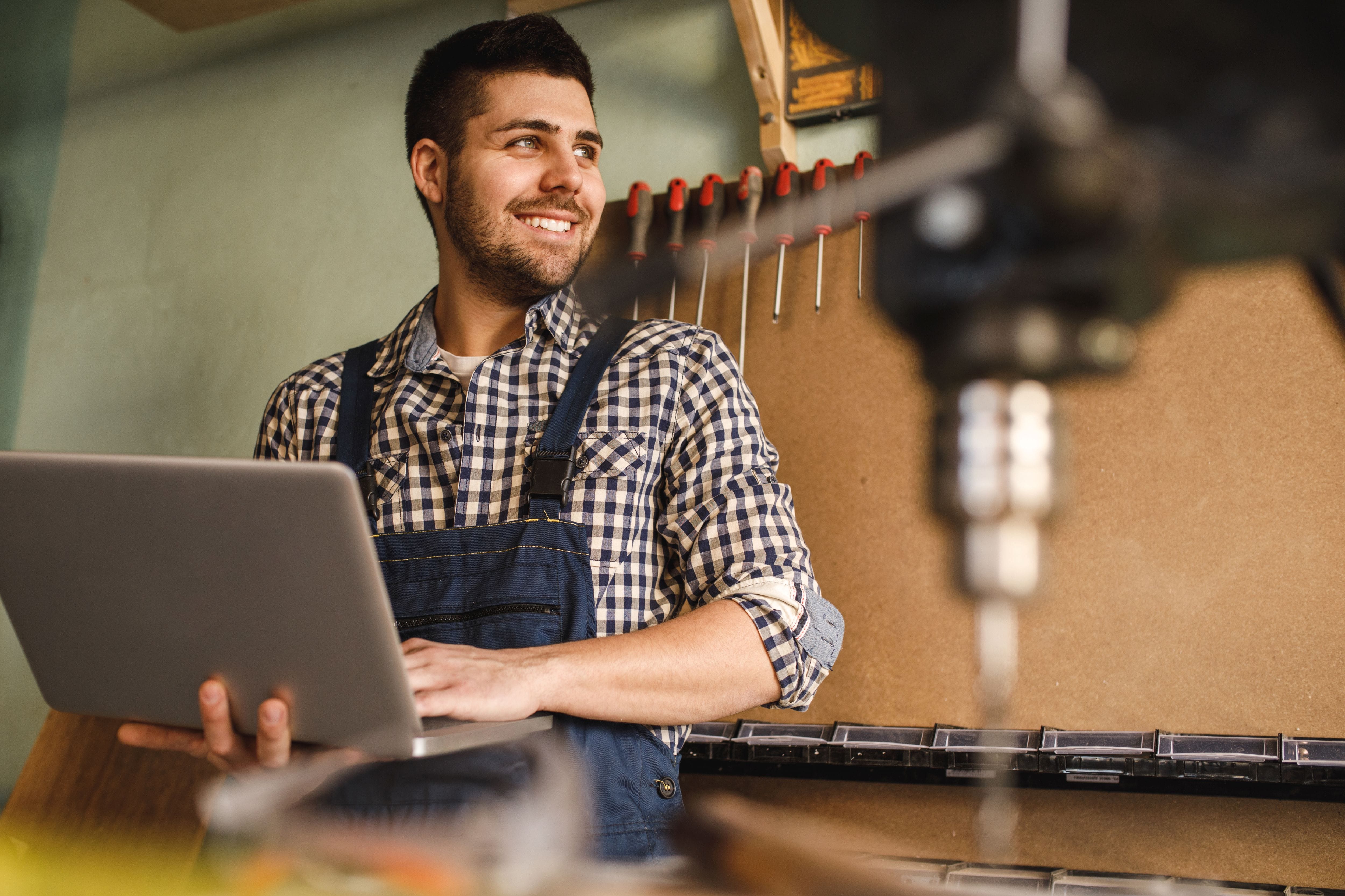 Business owner working in his business