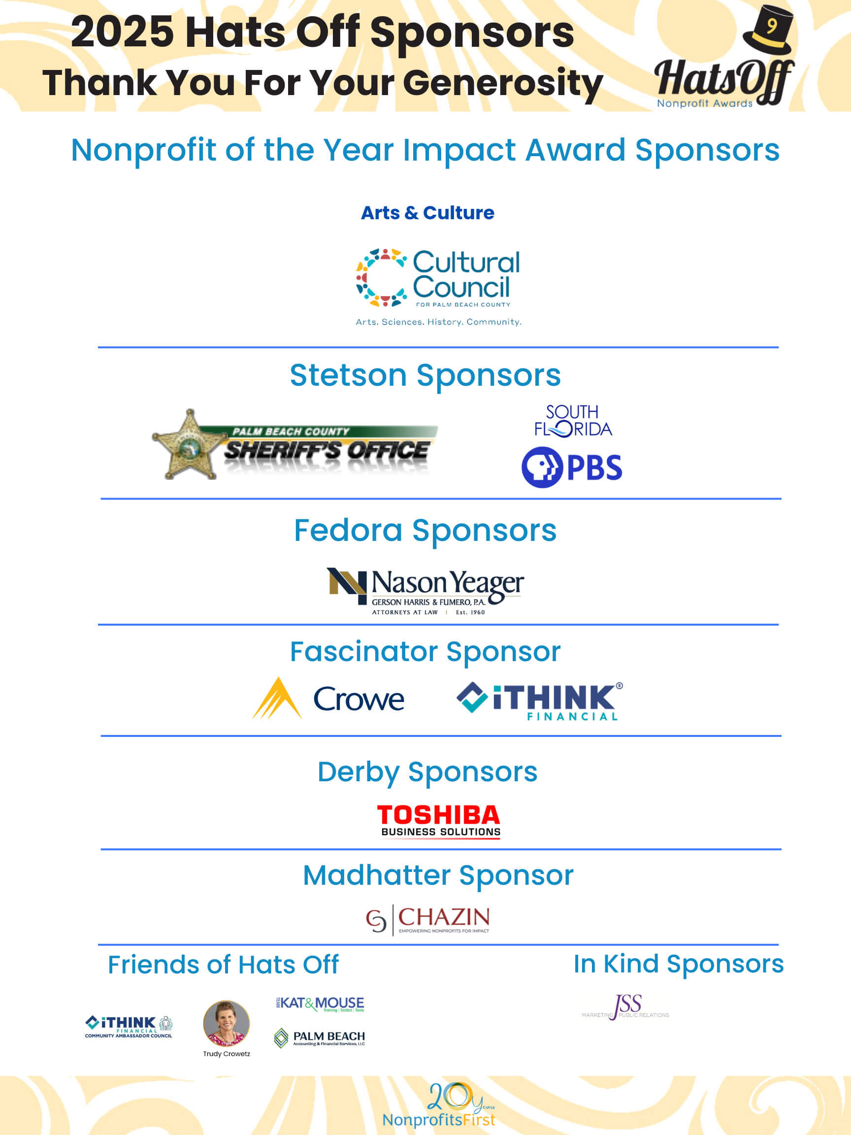 2025 Hats Off Sponsors Board June 18