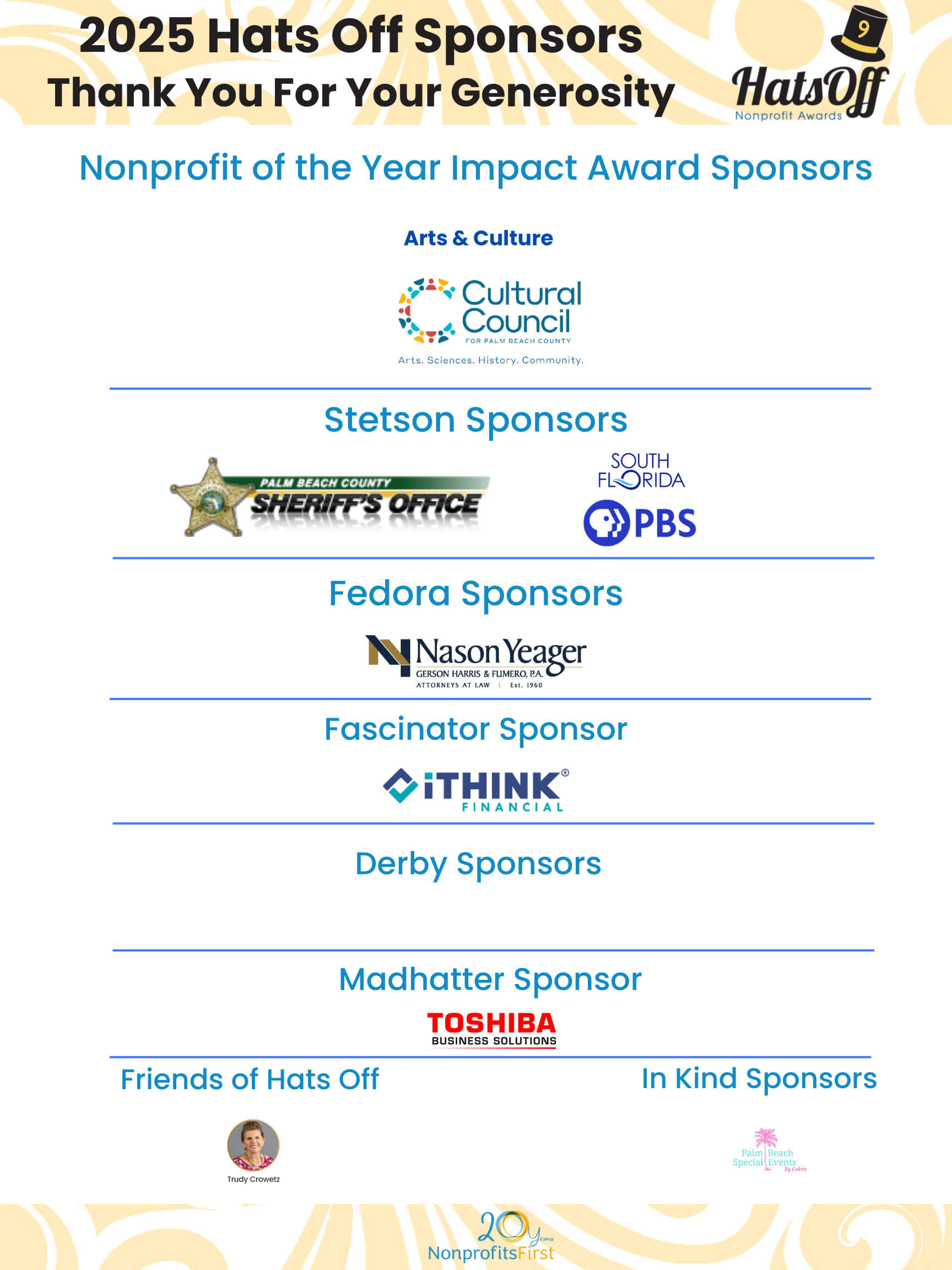 2025 Hats Off Sponsors Board June 3