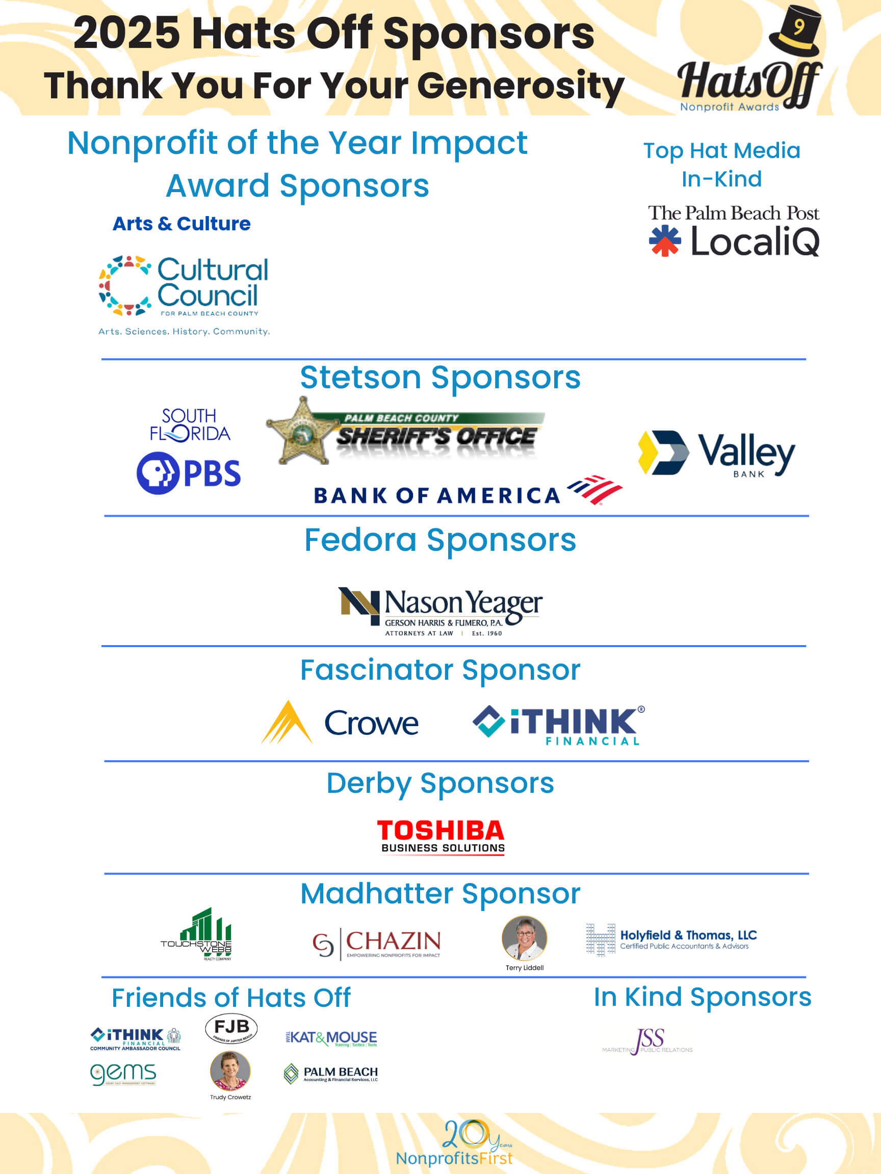 2025 Hats Off Sponsors July 10