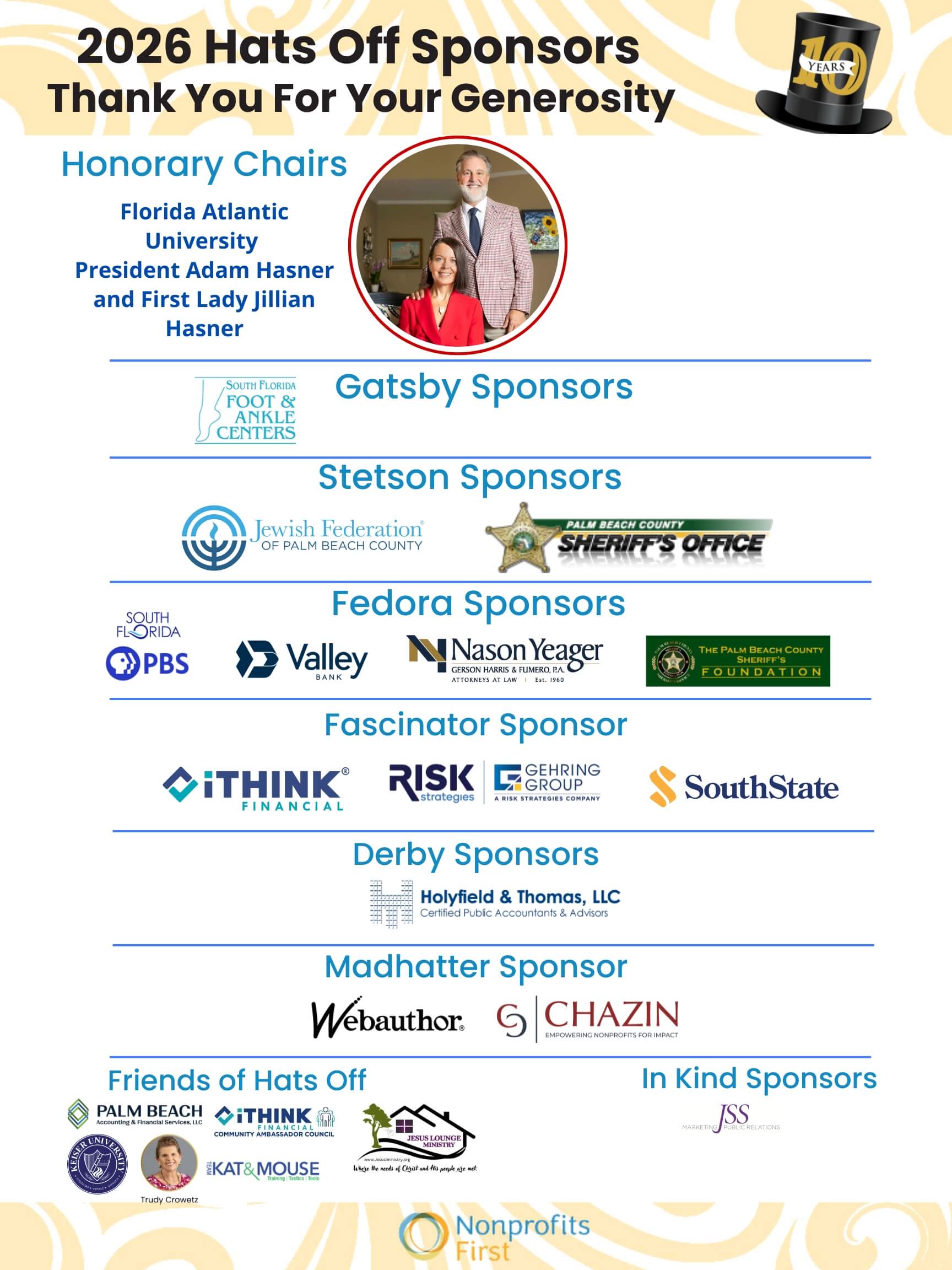 2026 Hats Off Awards Sponsors