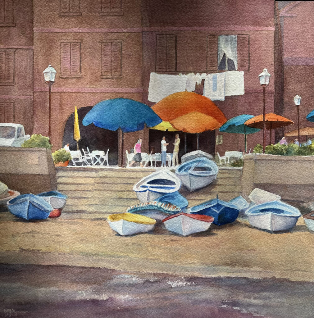 Revelle Hamilton. Ligurian Seaside Resort. 16x16. $350
