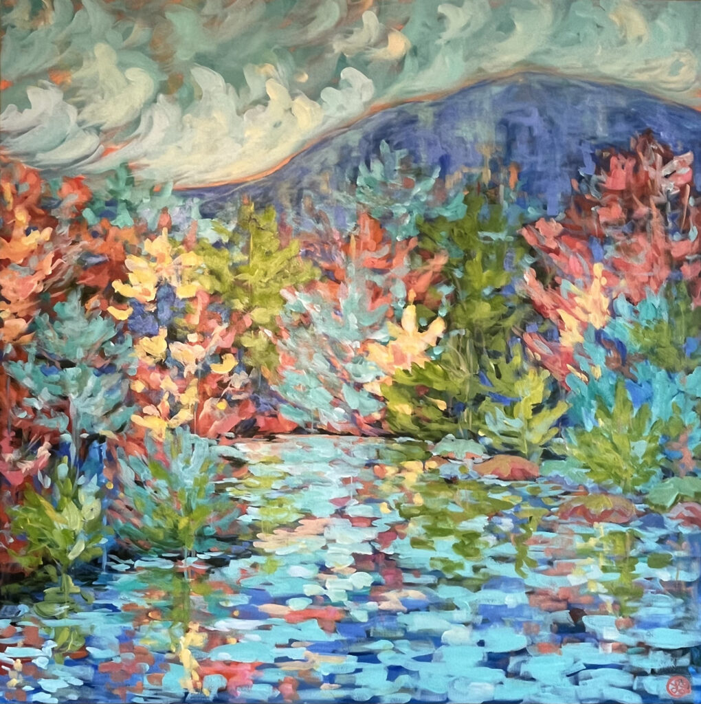 Lori Leist. A Colorful Day on the River. 36x36. $1295