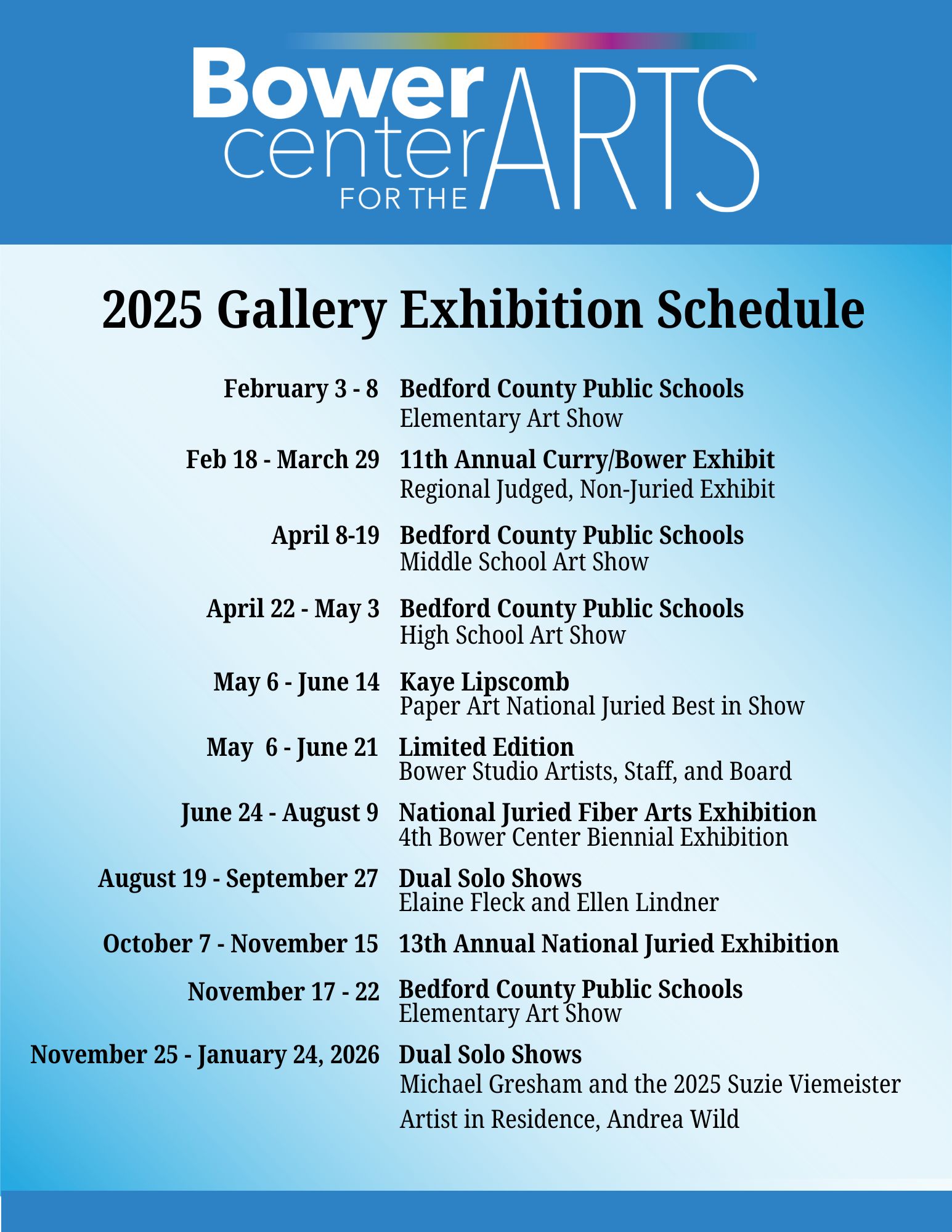 2025 Gallery Exhibits 2025 Gallery Exhibits
