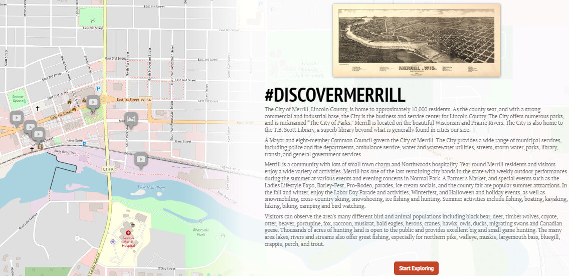 Screenshot of Merrill's Historic Walking Tour Webpage