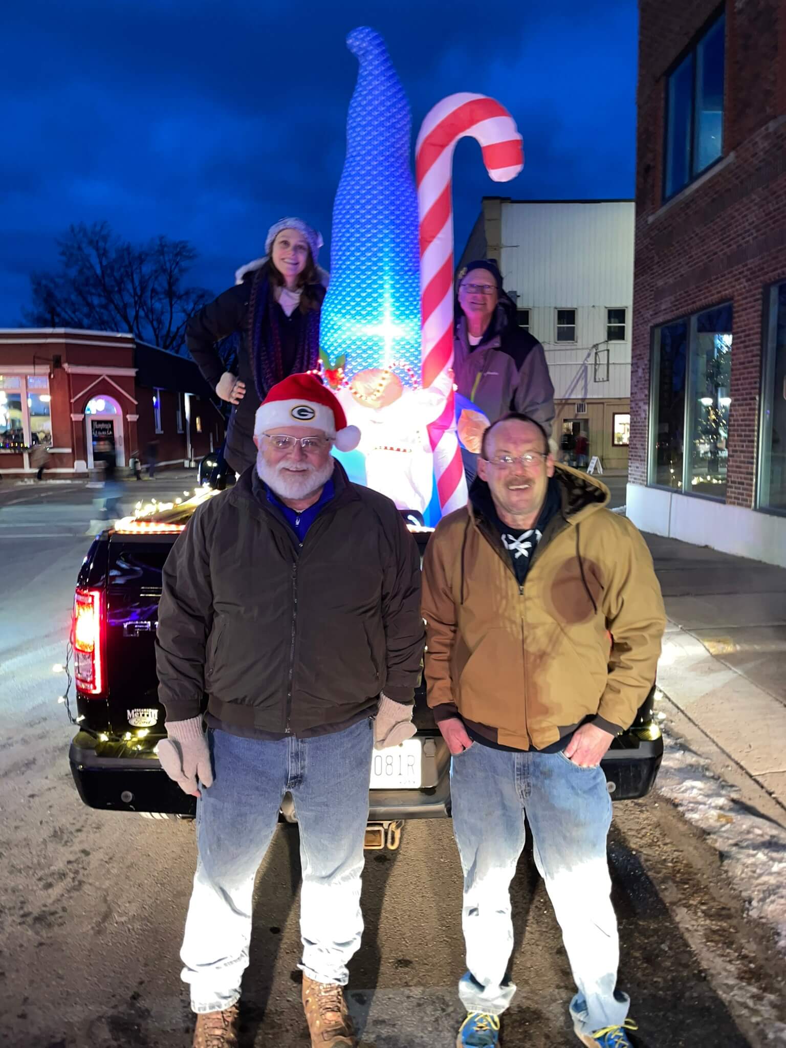 Chamber staff with their holiday parade float.