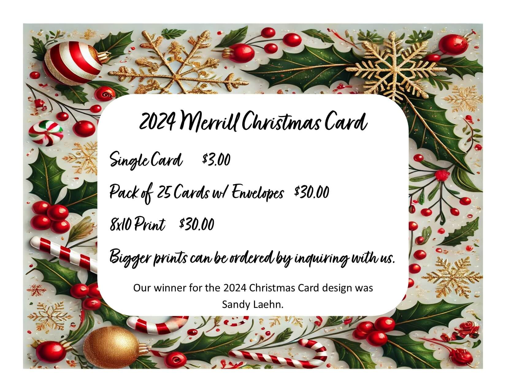 Christmas Card Pricing for 2024