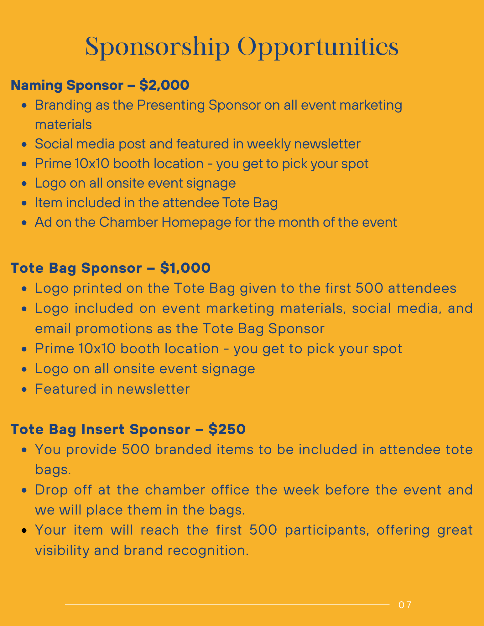 Spring Showcase Sponsorship