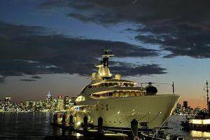 boat on the water at night