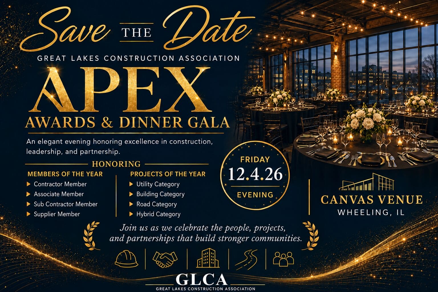Save The Date APEX Awards landscape Canvas Venue