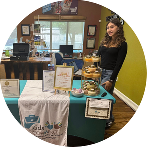 girl selling at shop event