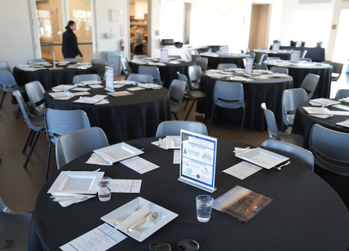 Screenshot tables set at luncheon