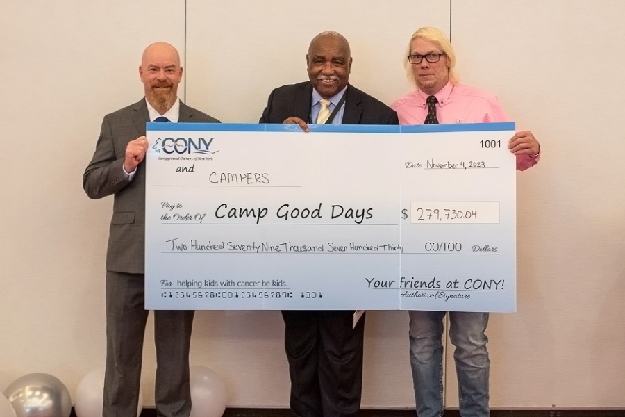 Check presentation to Camp Good Days on behalf of CONY Campground raising money.