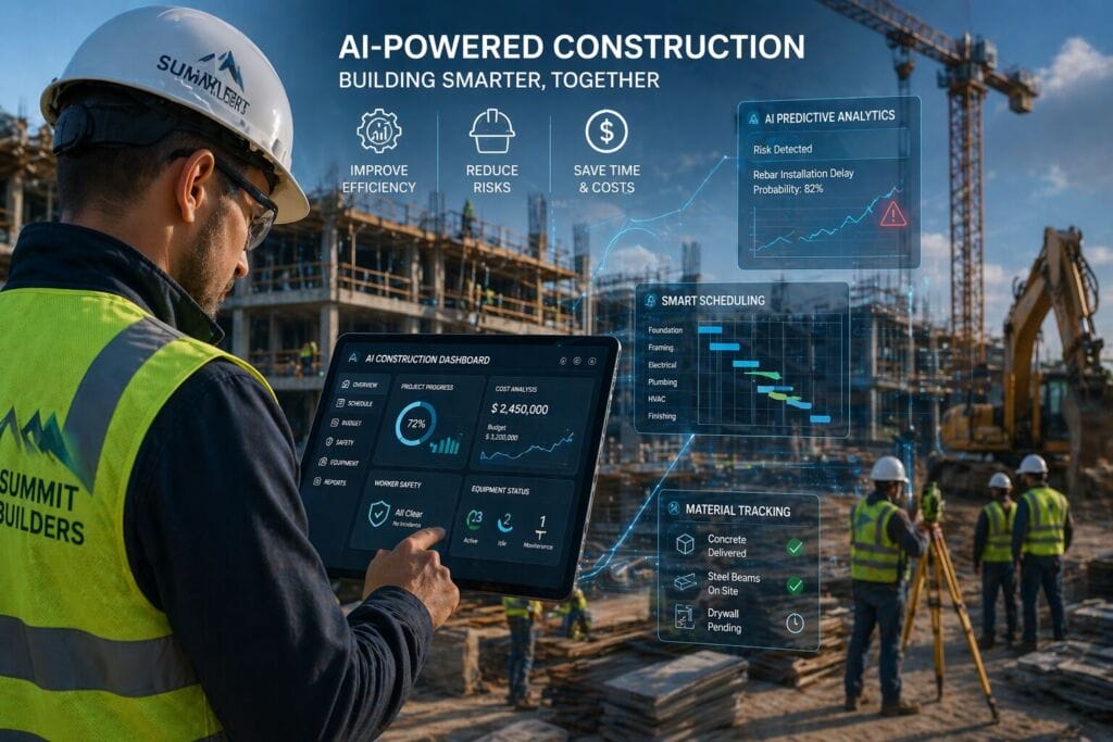 Skagit County builder using AI construction software on a jobsite to improve efficiency and project performance