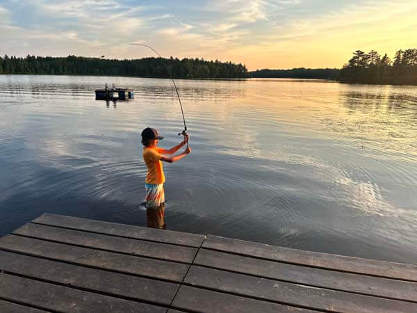 fishing on a lake