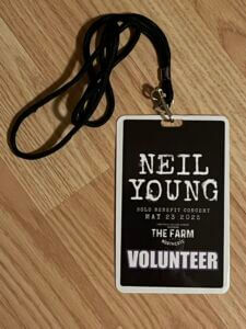 Neil Young concert volunteer badge