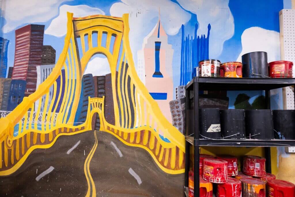 mural of a bridge