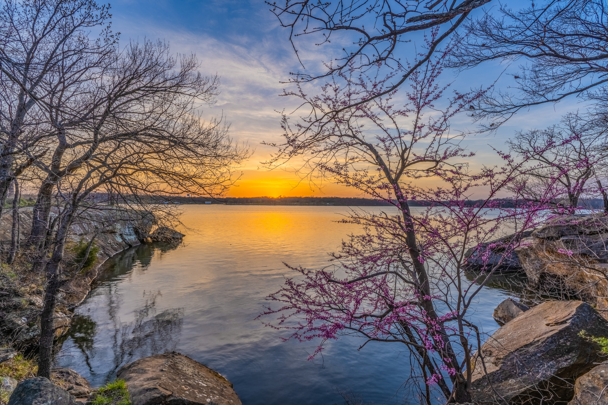 claremore lake sunset spring