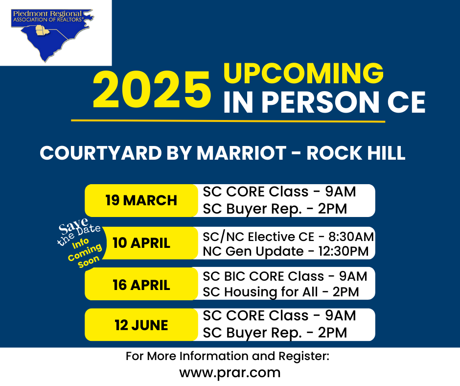 2025 In Person CE Dates