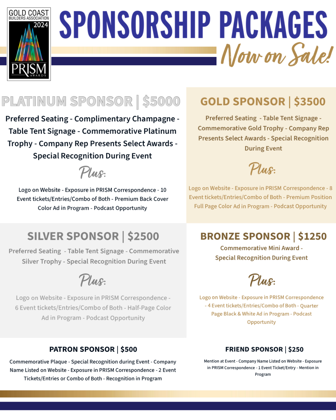PRISM Sponsorhsip Packages