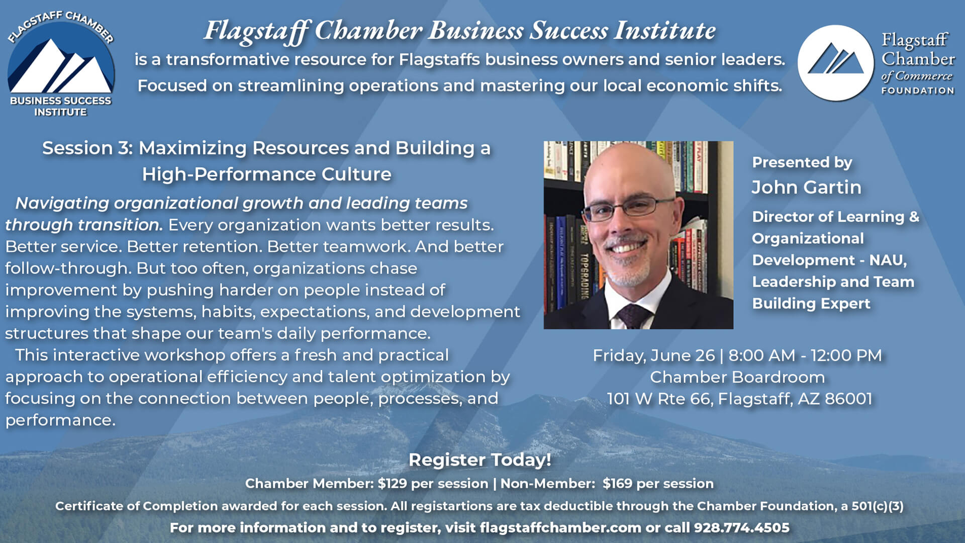 Flagstaff Chamber Business Success Institute Banner
