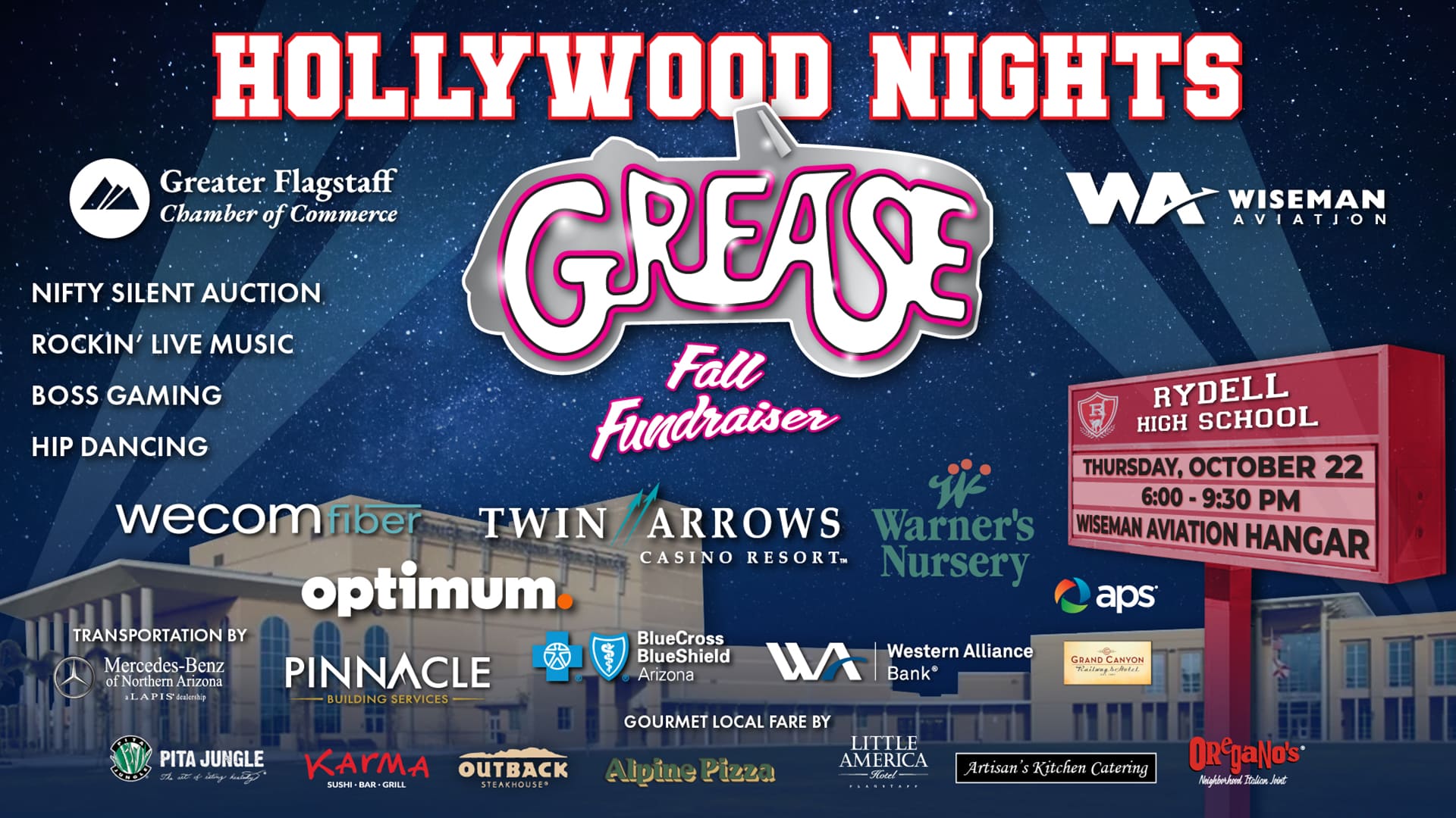 Hollywood Nights Fall Fundraiser Banner