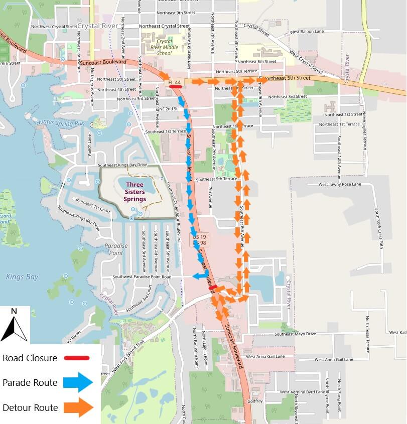 Crystal River Parade Road Map