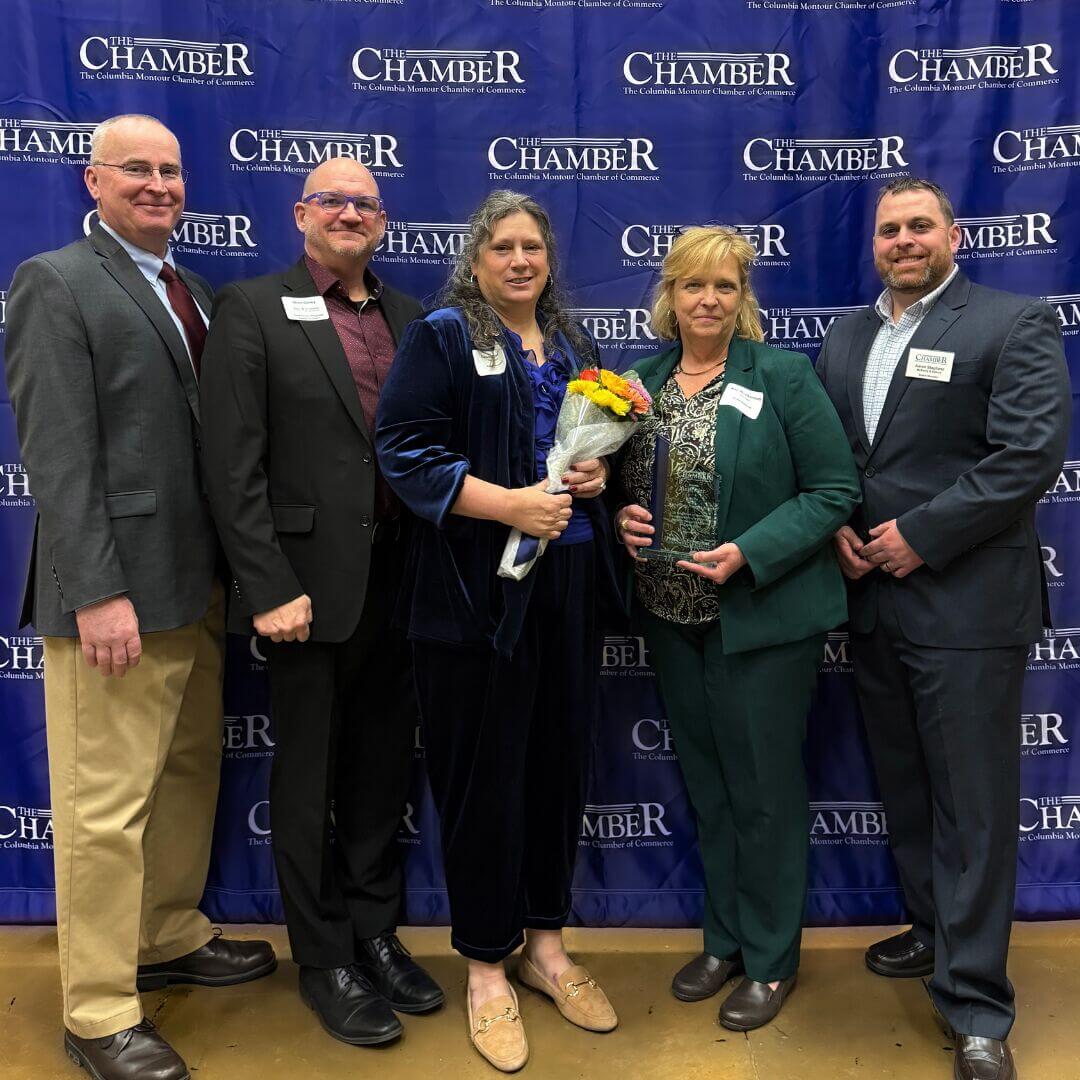Dawn Zeiger and Ann Blankenhorn of Geisinger accept the 2026 Community Progress Award.