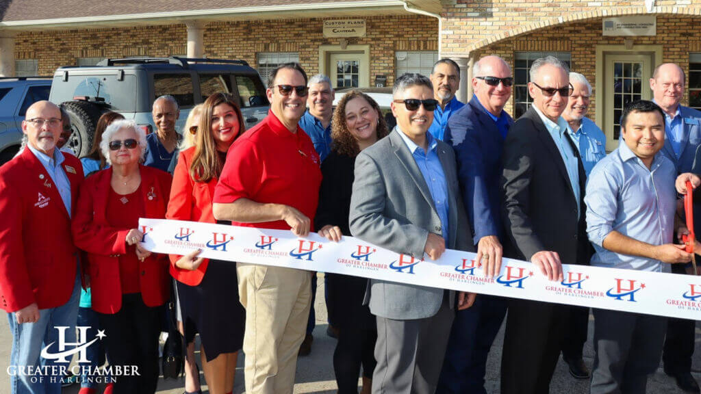 Members connecting during a ribbon cutting hosted by the Greater Chamber of Harlingen, reflecting collaborative initiatives in the Harlingen business community.
