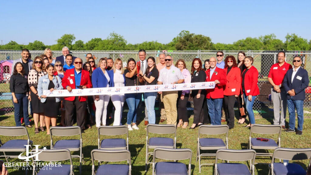 Ribbon-cutting event with members of the Greater Chamber of Harlingen
