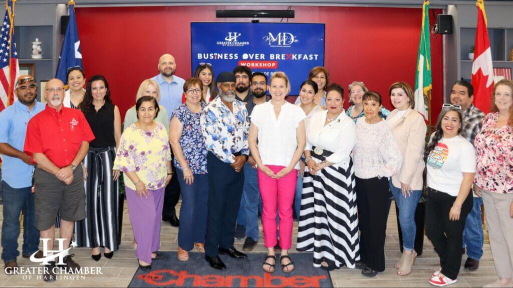 Members of the Harlingen Texas Small Business Community at a Business Over Breakfast event of the Greater Chamber of Harlingen