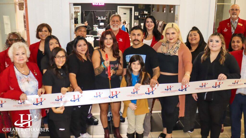 Ribbon-cutting with the Greater Chamber of Harlingen, showing local entrepreneur support in the Harlingen business community
